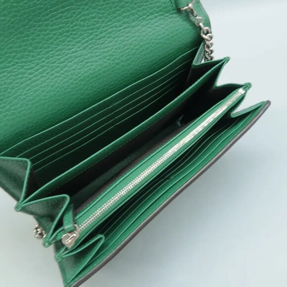 Authentic GUCCI Dionysus Chain Wallet Green Leather Shoulder Bag 1020-062824 - Picture 8 of 12